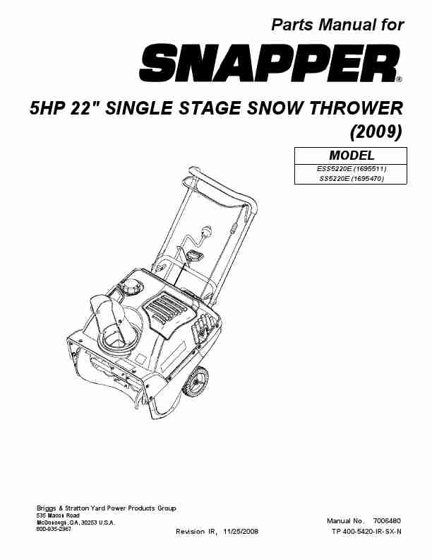 Snapper Snow Blower ESS5220E-page_pdf